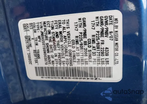 2008 Nissan Rogue Sl z USA, uszkodzony, nr VIN JN8AS58T88W003879